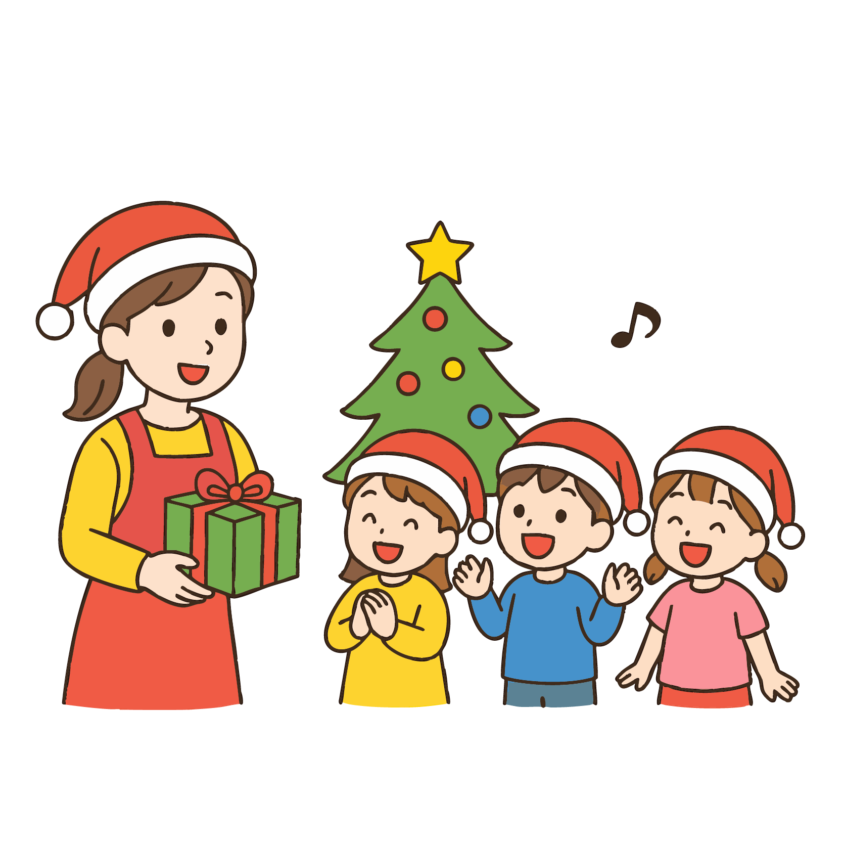 保育士イラスト かわいい 保育士イラストフリー 保育士イラスト無料 保育士 子ども イラスト 保育素材12月のイラスト　お便りイラスト　クリスマスのイラスト