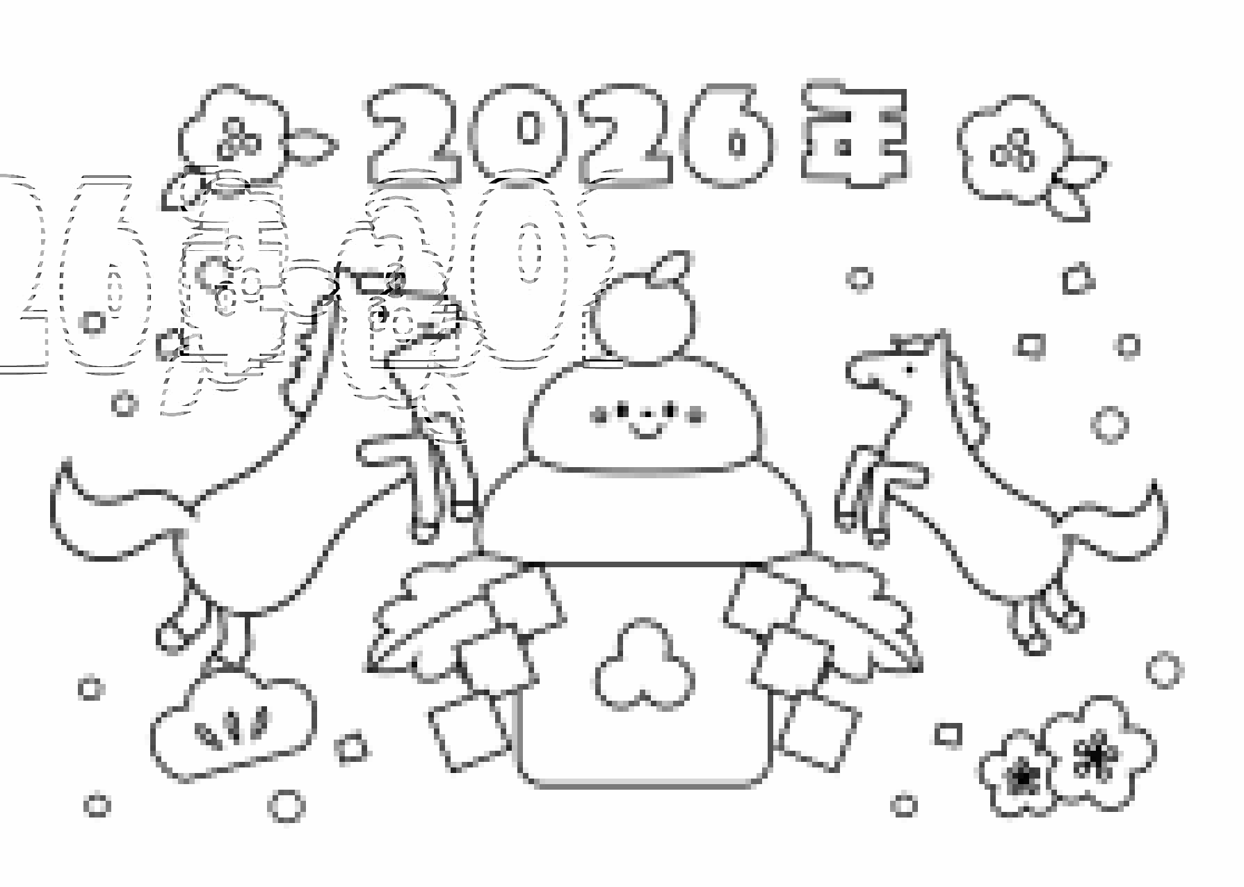 お正月塗り絵 2026年お正月塗り絵 お正月といえばの塗り絵 イラスト 冬の塗り絵 丑年の塗り絵 馬の塗り絵 富士山の塗り絵 一富士二鷹三茄子の塗り絵 1月 高齢者塗り絵 お正月イラスト