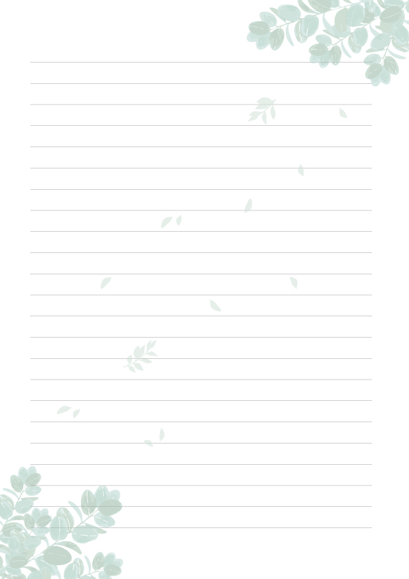 便箋 素材 フリー　a4印刷　シンプル　無料　登録不要　おしゃれ　かわいい　新緑　葉っぱ　横書き