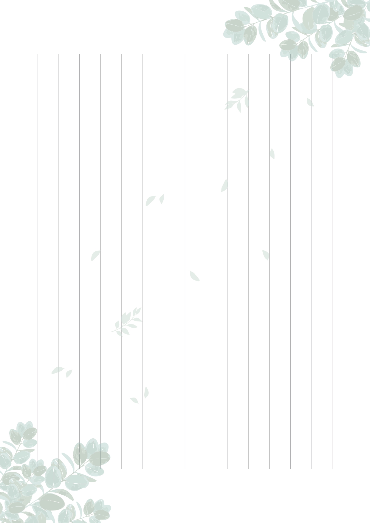 便箋 素材 フリー　a4印刷　シンプル　無料　登録不要　おしゃれ　かわいい　新緑　葉っぱ　縦書き