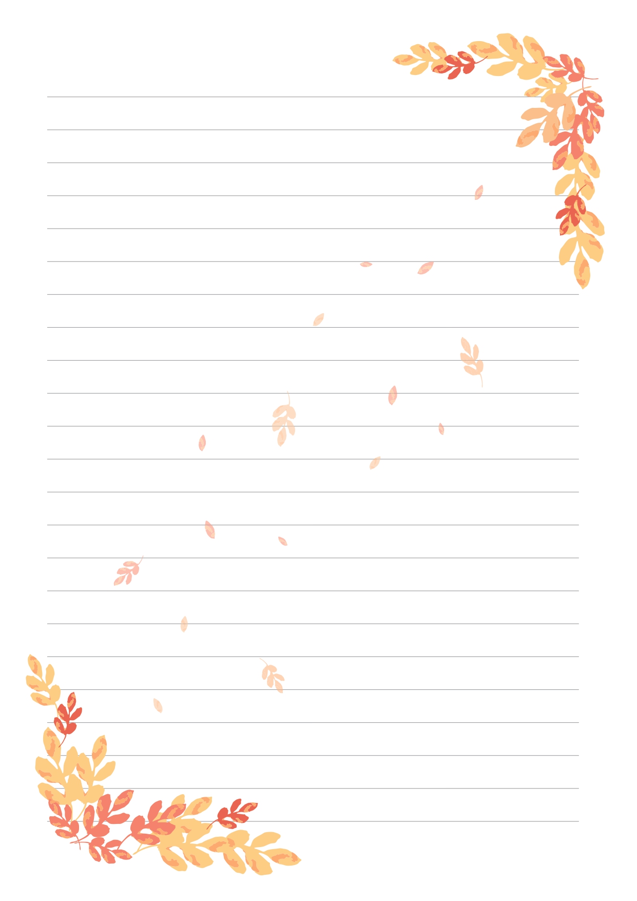 便箋 素材 フリー　シンプル　無料　登録不要　おしゃれ　かわいい　秋　紅葉　ほいくいらすと　横書き